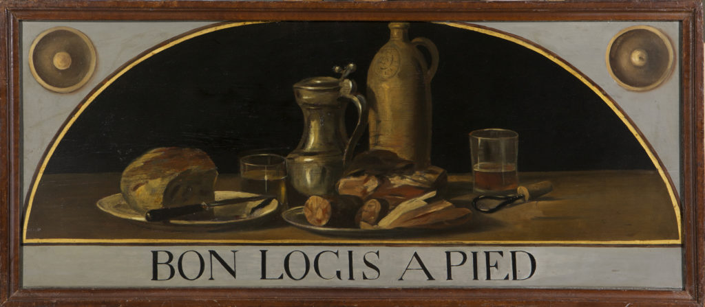 Gustave Courbet. Schild « Bon logis à pied » für das Café du Soleil, um 1873. Sammlung Château de Nyon.